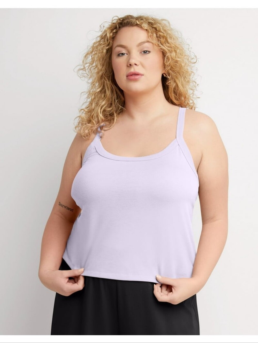Hanes Lilac Cotton Blend Tank Top - Soft Scoop Neck Plus Size